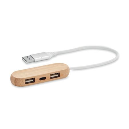 3 portos bambusz USB elosztó